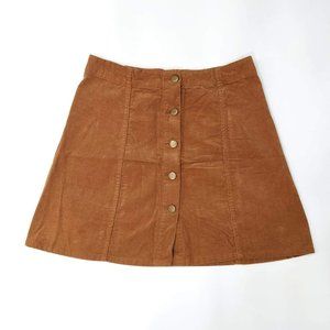 Tan Cord Button Down Mini Skirt Brown Cord Skirt Size Medium Small 6